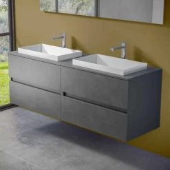 Mobile Arredo Bagno Sospeso con Lavabo Doppio a Incasso, Design Moderno - Dumbo