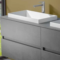 Mobile Arredo Bagno Sospeso con Lavabo Doppio a Incasso, Design Moderno - Dumbo