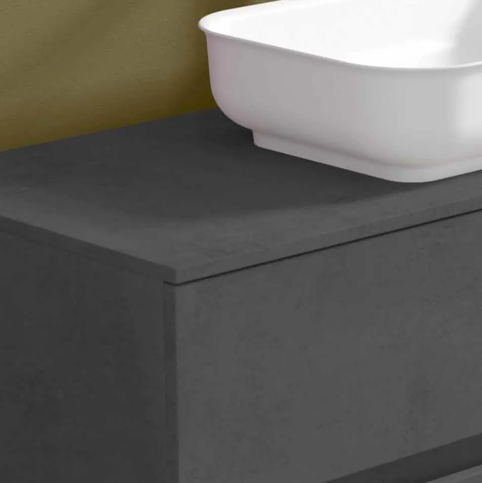 Mobile a Sospensione per il Bagno con Lavabo, Design in 4 Finiture - Paoletto