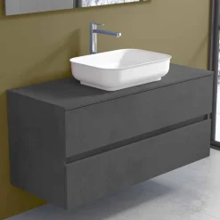 Mobile a Sospensione per il Bagno con Lavabo, Design in 4 Finiture - Paoletto