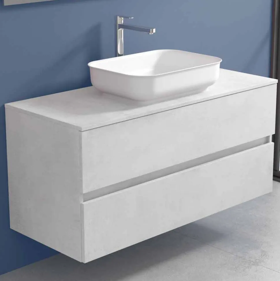 Mobile a Sospensione per il Bagno con Lavabo, Design in 4 Finiture - Paoletto