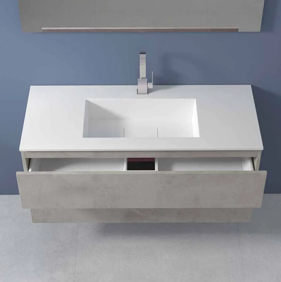 Mobile a Sospensione per il Bagno con Lavabo Integrato in 3 Dimensioni - Marione