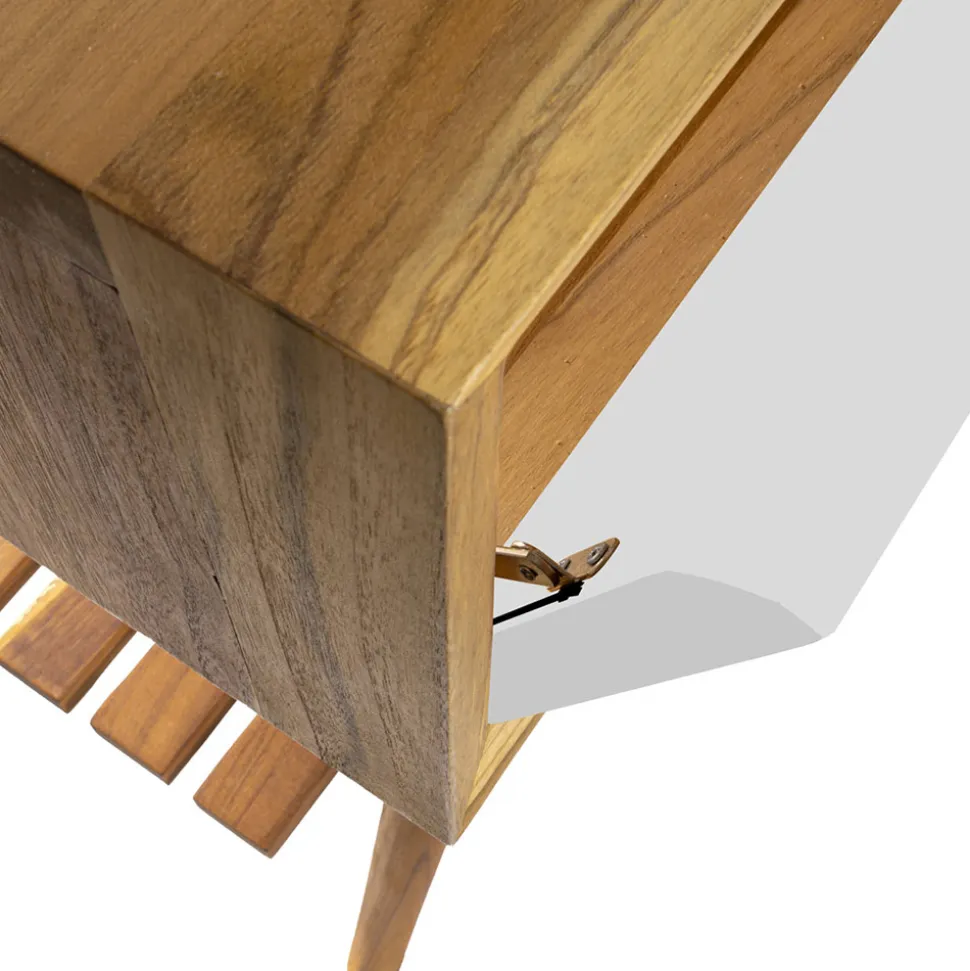 Mobile Bagno a Terra in Teak Naturale con Cassetto in Mogano Bianco - Gatien