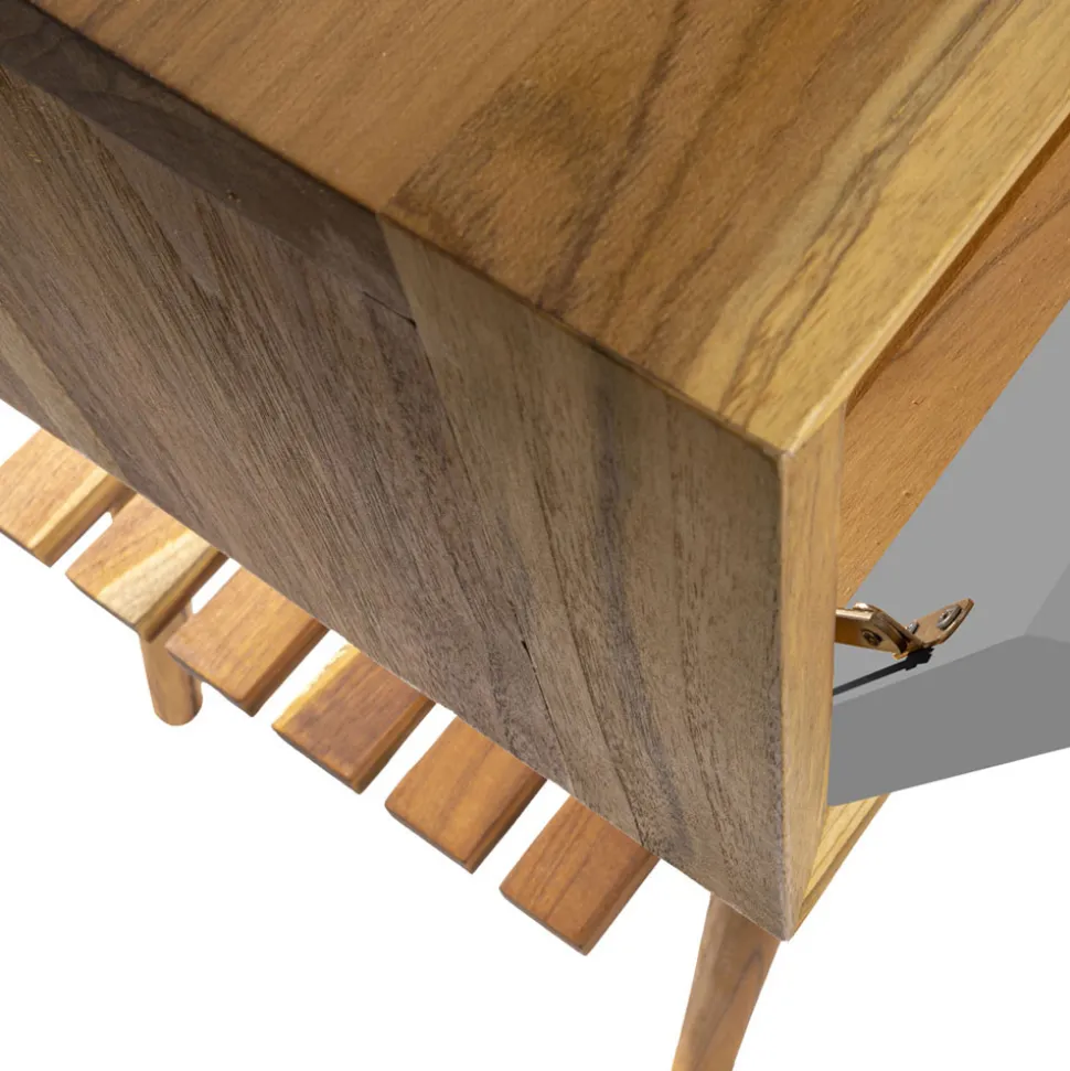 Mobile Bagno a Terra in Teak Naturale con Cassetto in Mogano - Gatien