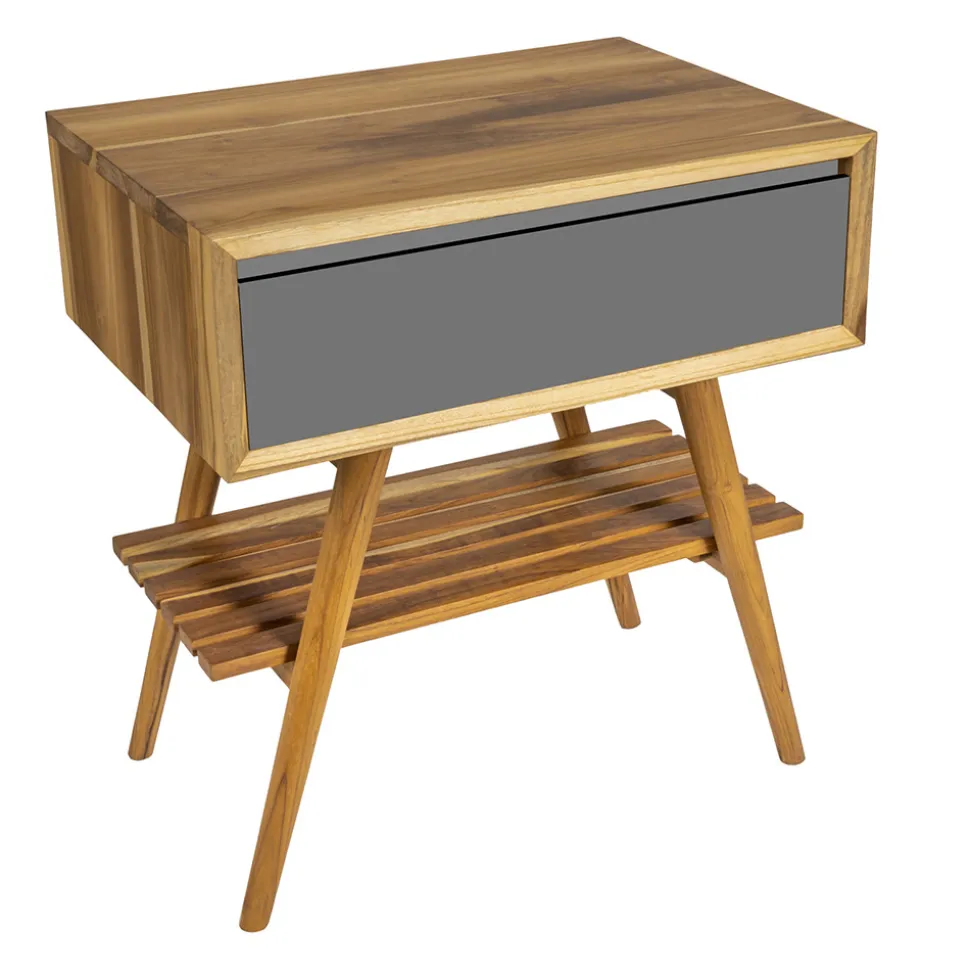 Mobile Bagno a Terra in Teak Naturale con Cassetto in Mogano - Gatien