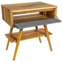 Mobile Bagno a Terra in Teak Naturale con Cassetto in Mogano - Gatien