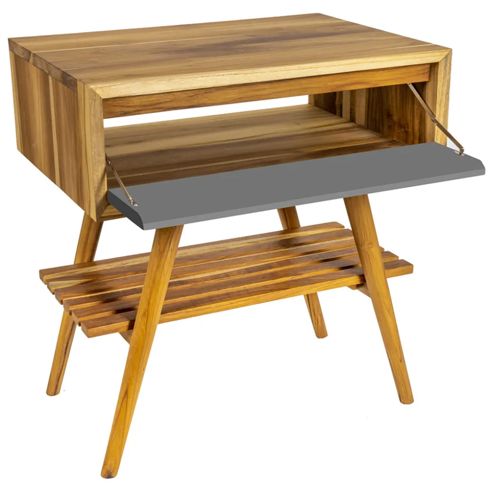 Mobile Bagno a Terra in Teak Naturale con Cassetto in Mogano - Gatien