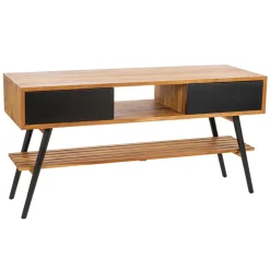 Mobile Bagno a Terra in Teak Naturale e Mogano con Cassetti Neri - Hamadou