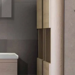 Mobile Bagno 80 cm, Lavabo, Specchio e 2 Colonne – Becky