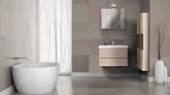 Mobile Bagno 80 cm, Lavabo, Specchio e 2 Colonne – Becky