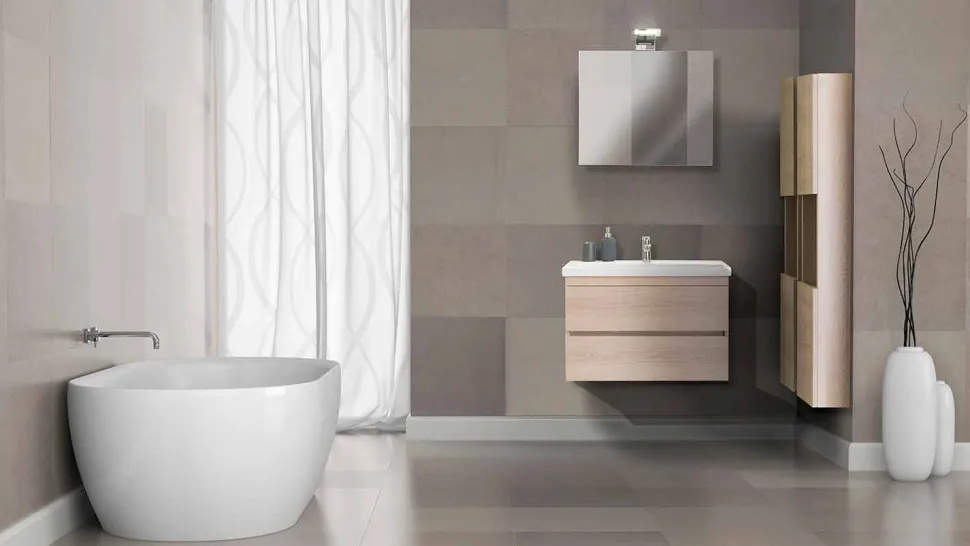 Mobile Bagno 80 cm, Lavabo, Specchio e 2 Colonne – Becky