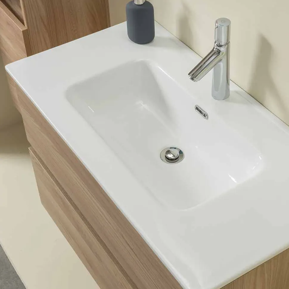 Mobile Bagno 90 cm, Lavabo, Specchio e Colonna – Becky