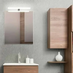 Mobile Bagno 60 cm, Specchio, Lavabo e Colonna – Becky