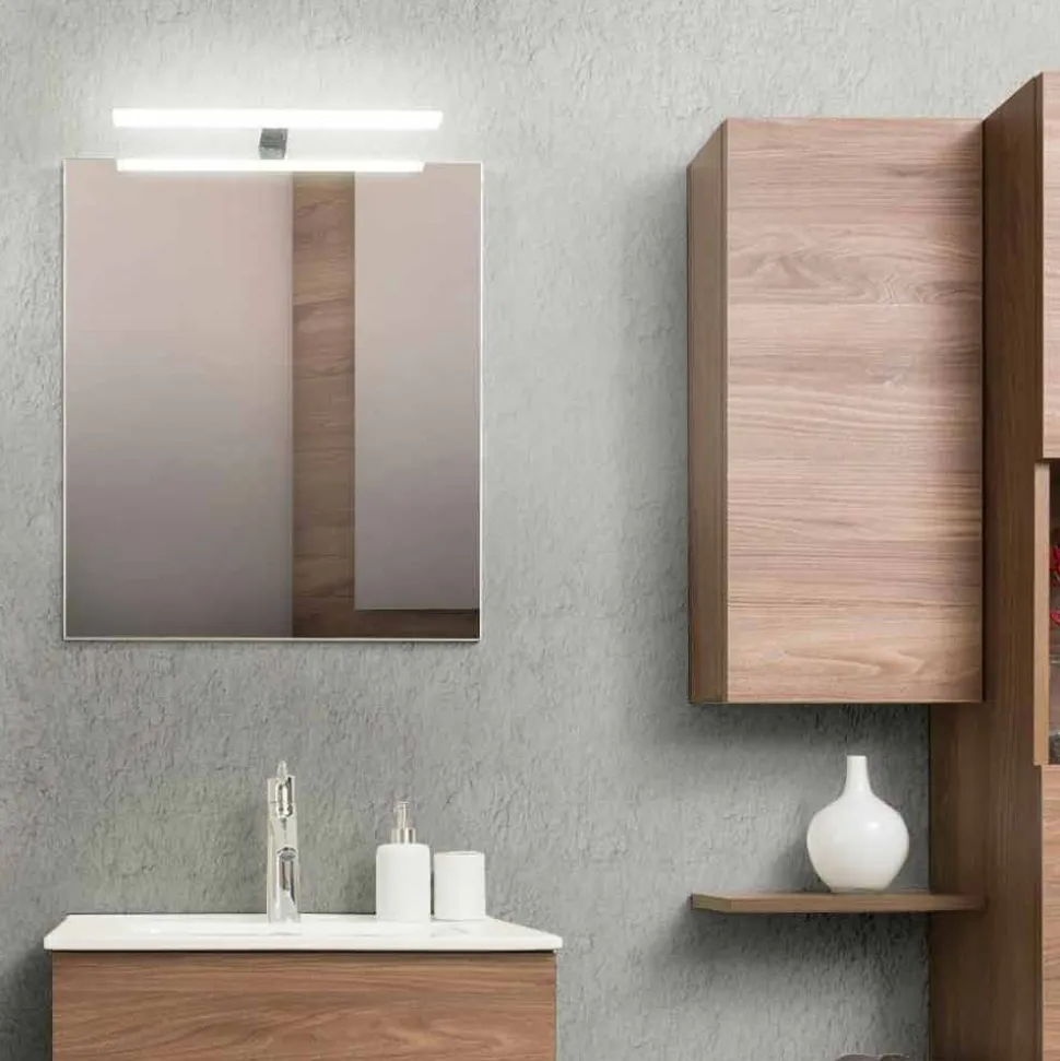 Mobile Bagno 60 cm, Specchio, Lavabo e Colonna – Becky