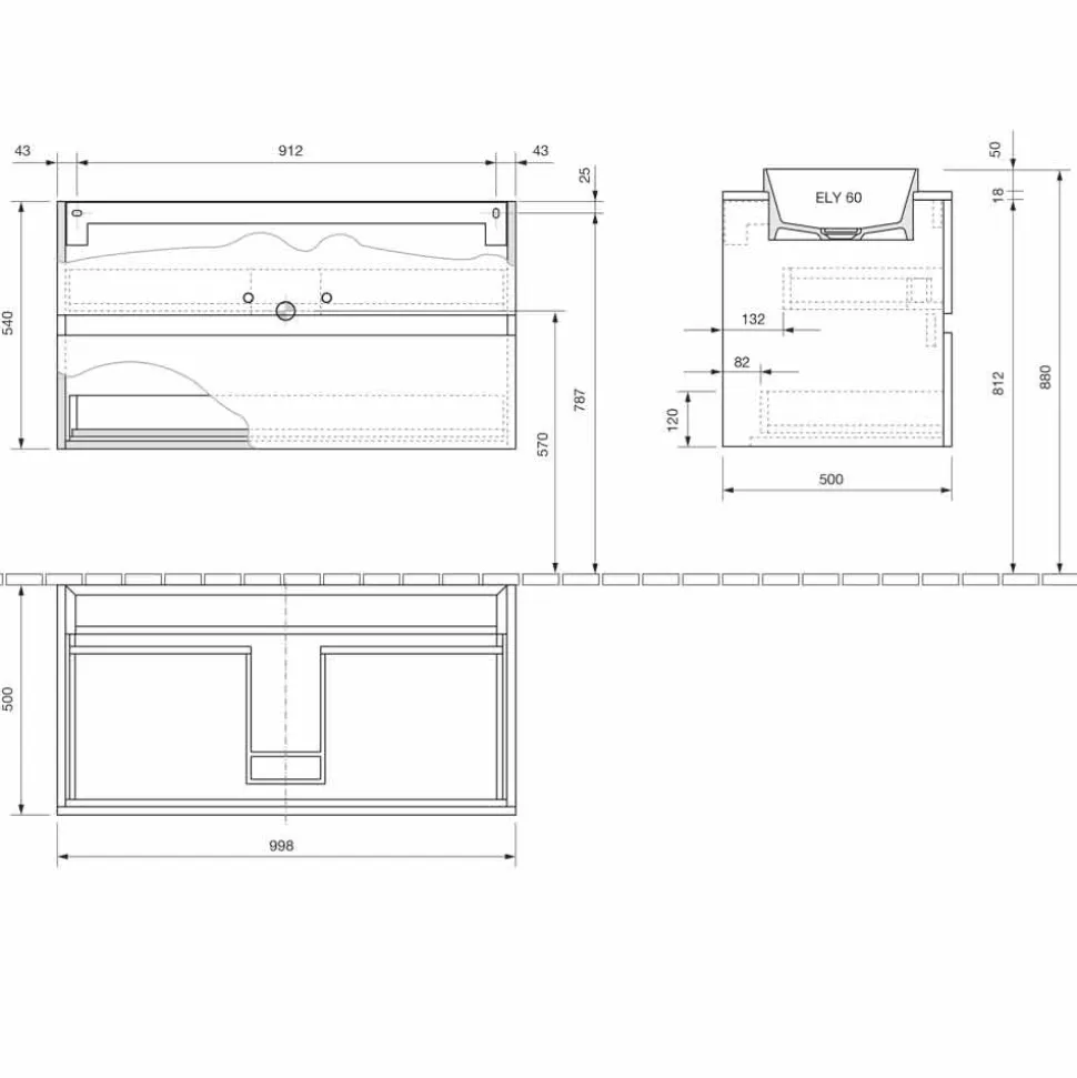 Mobile Bagno con Lavabo a Incasso, Design Moderno a Sospensione - Casimira