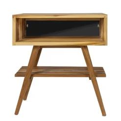 Mobile Bagno con Struttura in Teak Naturale e Cassetto in Mogano - Gatien