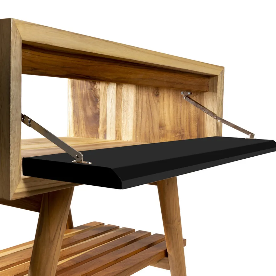 Mobile Bagno con Struttura in Teak Naturale e Cassetto in Mogano - Gatien