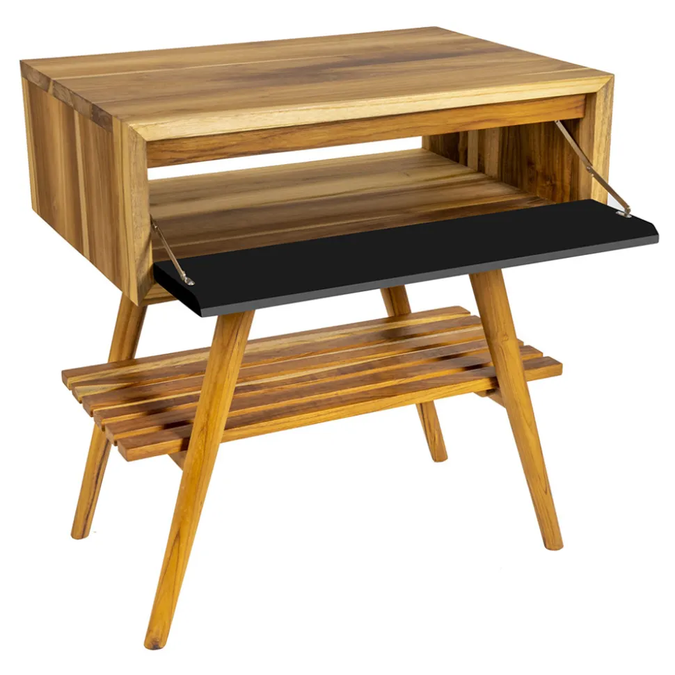 Mobile Bagno con Struttura in Teak Naturale e Cassetto in Mogano - Gatien