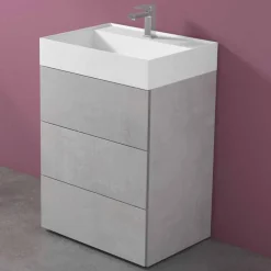 Mobile Bagno da Terra Design Moderno in Laminato con Lavabo in Resina - Pompei