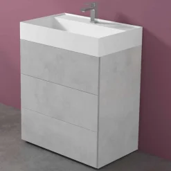 Mobile Bagno da Terra Design Moderno in Laminato con Lavabo in Resina - Pompei