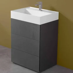 Mobile Bagno da Terra Design Moderno in Laminato con Lavabo in Resina - Pompei