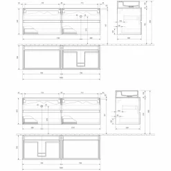 Mobile Bagno Design Moderno con Lavabo da Appoggio Dx o Sx 4 Finiture - Alchimeo