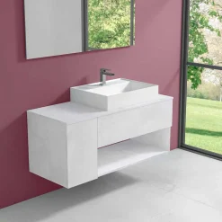 Mobile Bagno Design Sospeso con Lavabo da Appoggio Stile Moderno - Pistillo