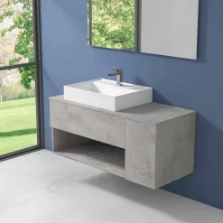 Mobile Bagno Design Sospeso con Lavabo da Appoggio Stile Moderno - Pistillo