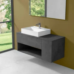 Mobile Bagno Design Sospeso con Lavabo da Appoggio Stile Moderno - Pistillo
