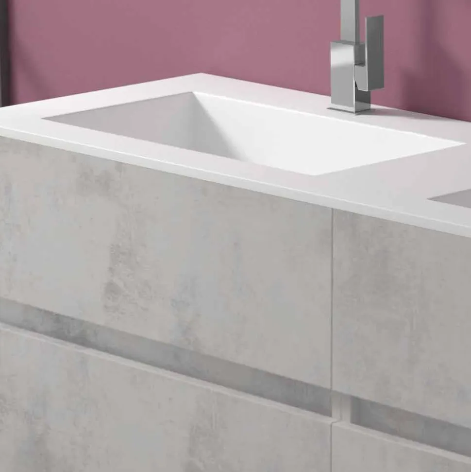 Mobile Bagno Doppio Lavabo, Design Moderno Sospeso in 4 Finiture - Doppietto