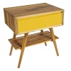 Mobile Bagno in Teak Naturale con Cassetto Giallo a Ribaltina - Gatien