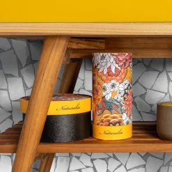 Mobile Bagno in Teak Naturale con Cassetto Giallo a Ribaltina - Gatien