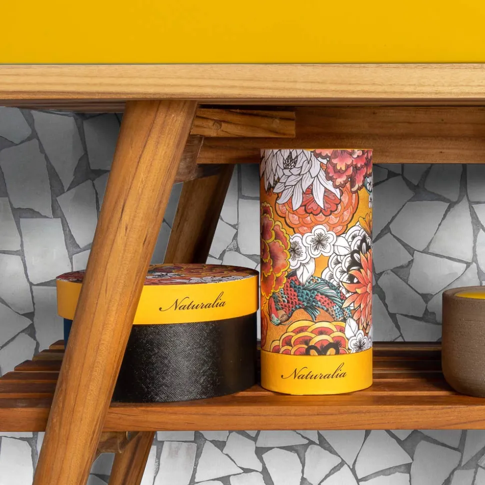 Mobile Bagno in Teak Naturale con Cassetto Giallo a Ribaltina - Gatien
