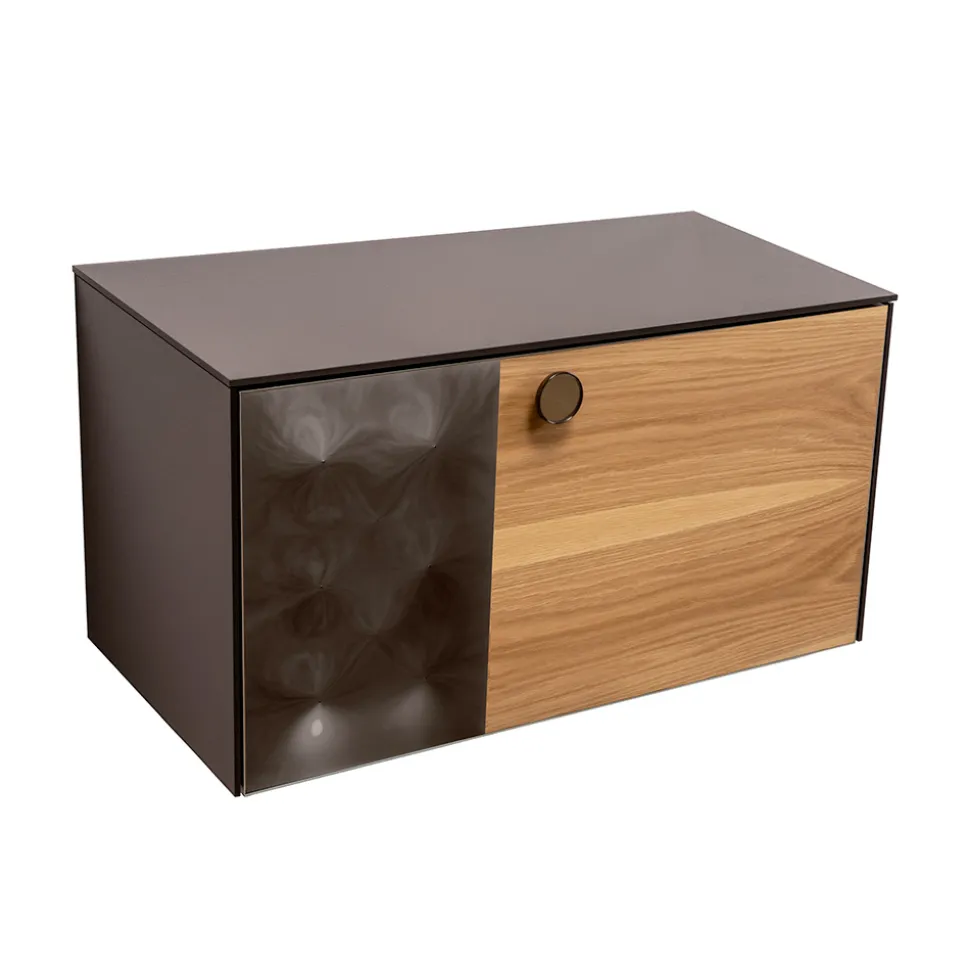 Mobile Bagno Sospeso 80 cm in Vetro 8 mm Temperato e Rovere Europeo - Excelsior