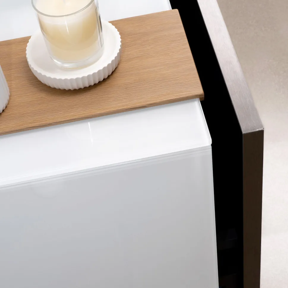 Mobile Bagno Sospeso 100 cm in Vetro 8 mm Temperato e Rovere Europeo - Excelsior