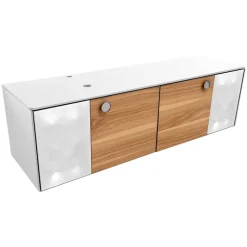 Mobile Bagno Sospeso 160 cm in Vetro 8 mm Temperato e Rovere Europeo - Excelsior