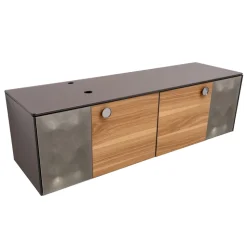 Mobile Bagno Sospeso 160 cm in Vetro 8 mm Temperato e Rovere Europeo - Excelsior