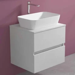 Mobile Bagno Sospeso con Lavabo da Appoggio Rettangolare, Design Moderno - Dumbo