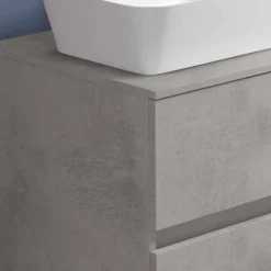 Mobile Bagno Sospeso con Lavabo da Appoggio Rettangolare, Design Moderno - Dumbo