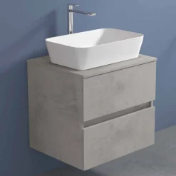 Mobile Bagno Sospeso con Lavabo da Appoggio Rettangolare, Design Moderno - Dumbo