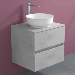 Mobile Bagno Sospeso con Lavabo da Appoggio Rotondo, Design Moderno - Dumbo