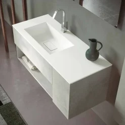 Mobile Bagno Sospeso e Lavabo Integrato, Design Moderno in 4 Finiture - Pistillo