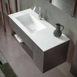 Mobile Bagno Sospeso e Lavabo Integrato, Design Moderno in 4 Finiture - Pistillo