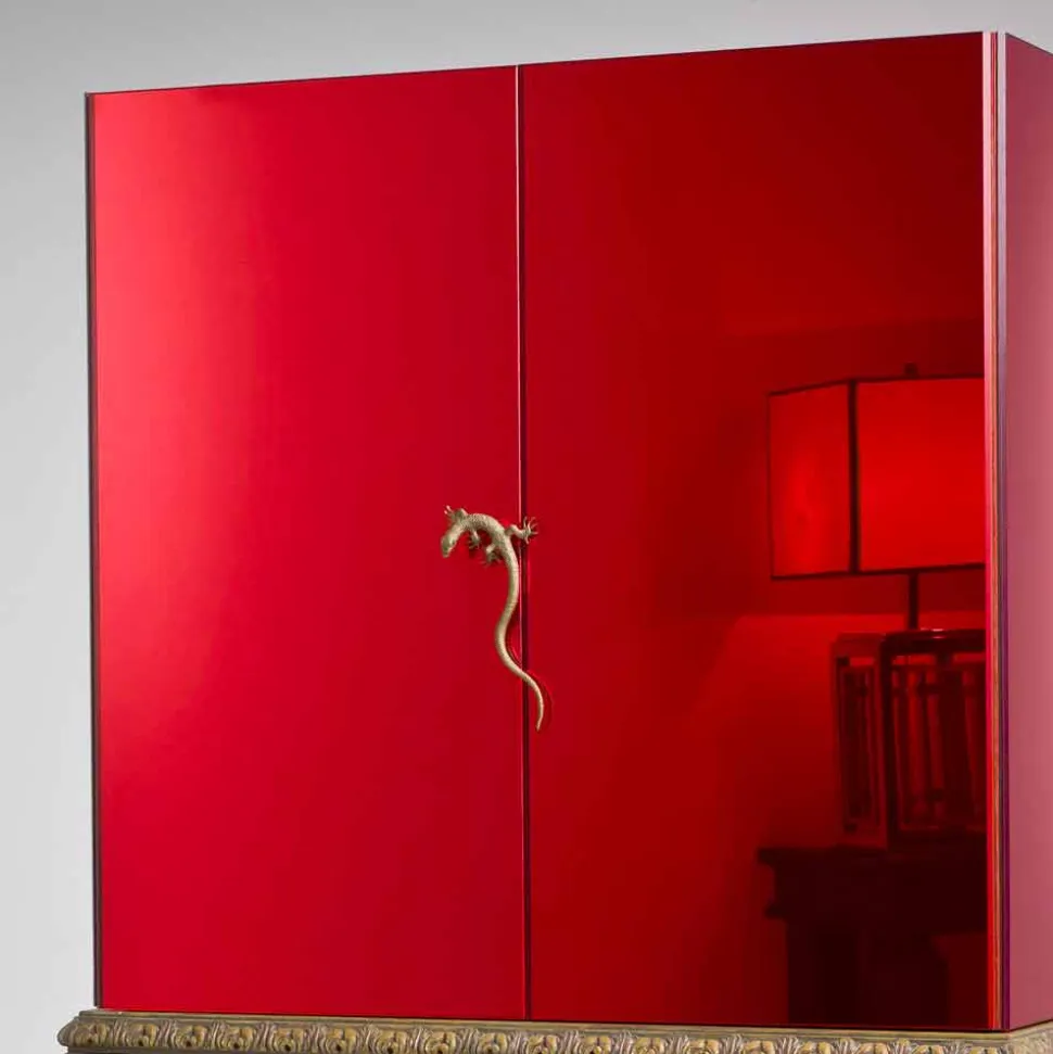 Mobile con base legno intagliata design di lusso, made in Italy, Sam