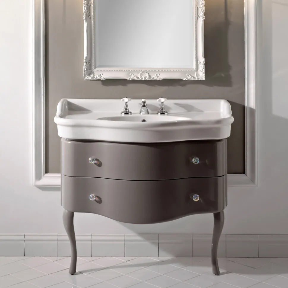 Mobile con Due Cassetti Laccato Lucido e Lavabo Made in Italy - Candy