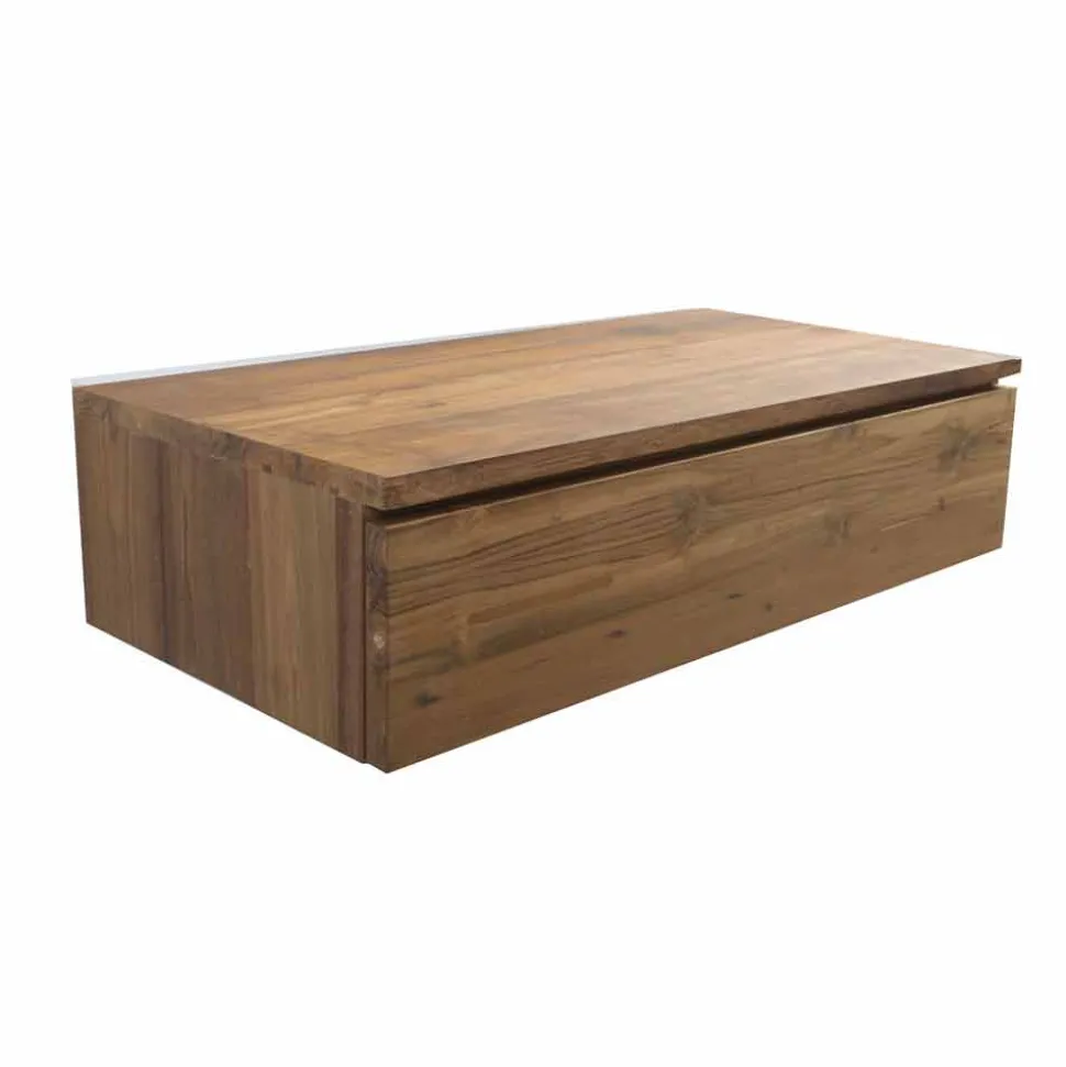 Mobile Consolle Bagno Sospeso con Struttura in Teak Naturale - Rodolfo