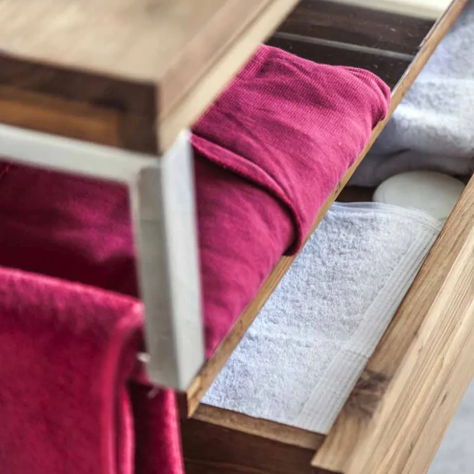 Mobile Consolle Bagno Sospeso con Struttura in Teak Naturale - Rodolfo