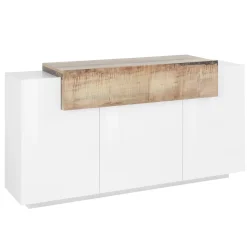 Mobile Credenza 4 Ante Legno Bianco e Antracite, Cemento o Acero - Therese