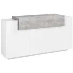 Mobile Credenza 4 Ante Legno Bianco e Antracite, Cemento o Acero - Therese
