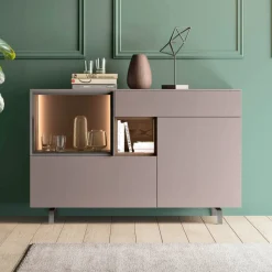 Mobile Credenza da Ingresso o Salotto in Legno Ecologico e Vetro Lusso - Bruno